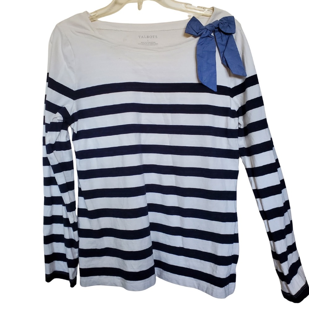 Talbots Cotton Long Sleeve with Bow Detail